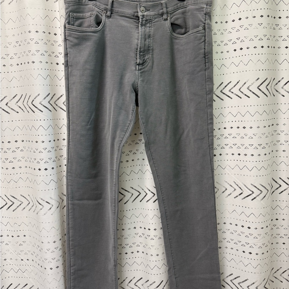 Faherty Gray Stretch Terry Five Pocket Jeans